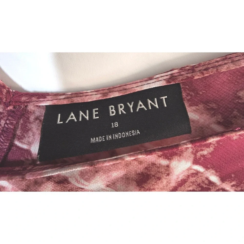 Lane Bryant Shirt Plus Size 18 Burgundy Tie Dye‎ Tank Top Blouse Sleeveless Cami